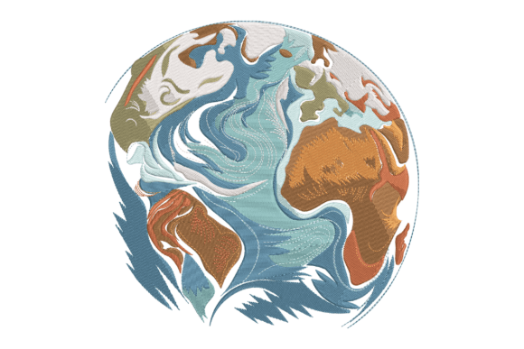 Abstract Earth Globe: A Playful Embroidery Delight