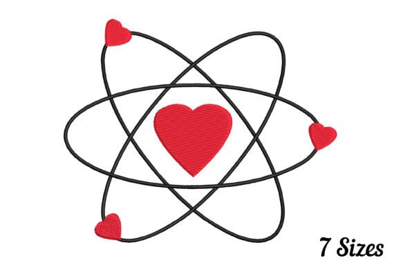 Atom Icon Heart: A Versatile Embroidery Design