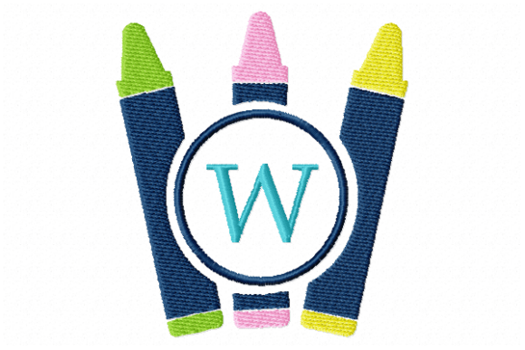 Charming Crayons Frame Monogram Letter W