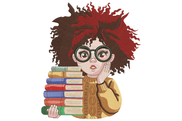Charming Curly Haired Girl with Books