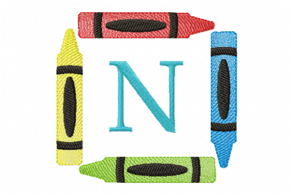 Crayons Frame Monogram Letter N: A Charming School Design