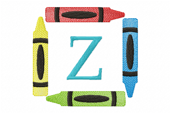 Crayons Frame Monogram Letter Z: A Charming School Design
