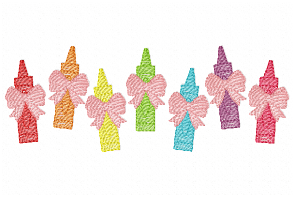 Crayons with Bows: A Playful Embroidery Design