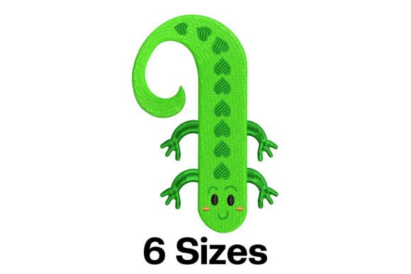 Funny Iguana Alphabet Letter I: A Festive Embroidery Delight