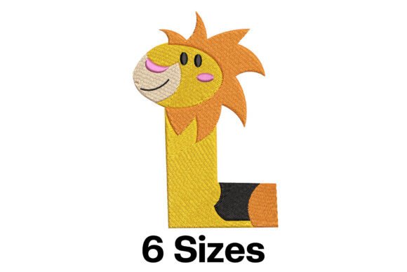 Funny Lion Alphabet Letter L: A Playful Embroidery Design