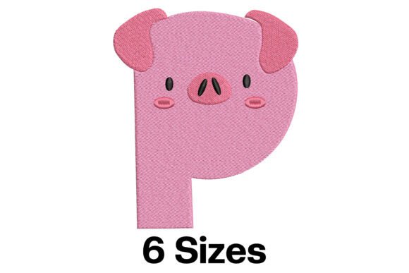 Funny Pig Alphabet Letter P for Playful Embroidery
