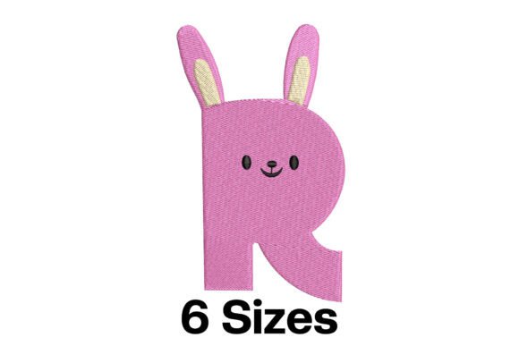 Funny Rabbit Alphabet Letter R for Charming Embroidery