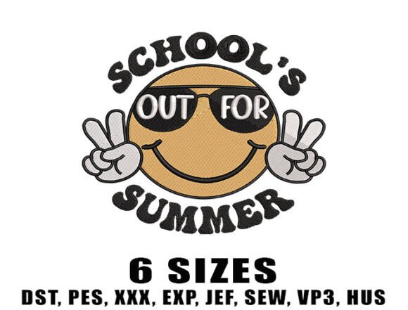 School's Out for Summer: A Vibrant Embroidery Design